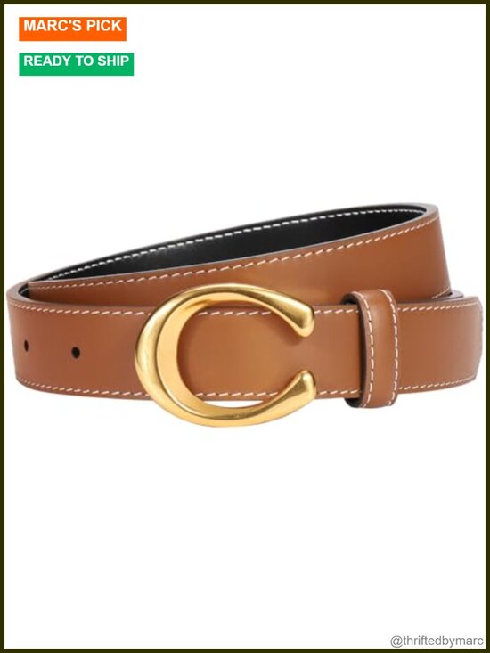 Reversible Leather Belt with Interchangeable Gold Buckles main image 5